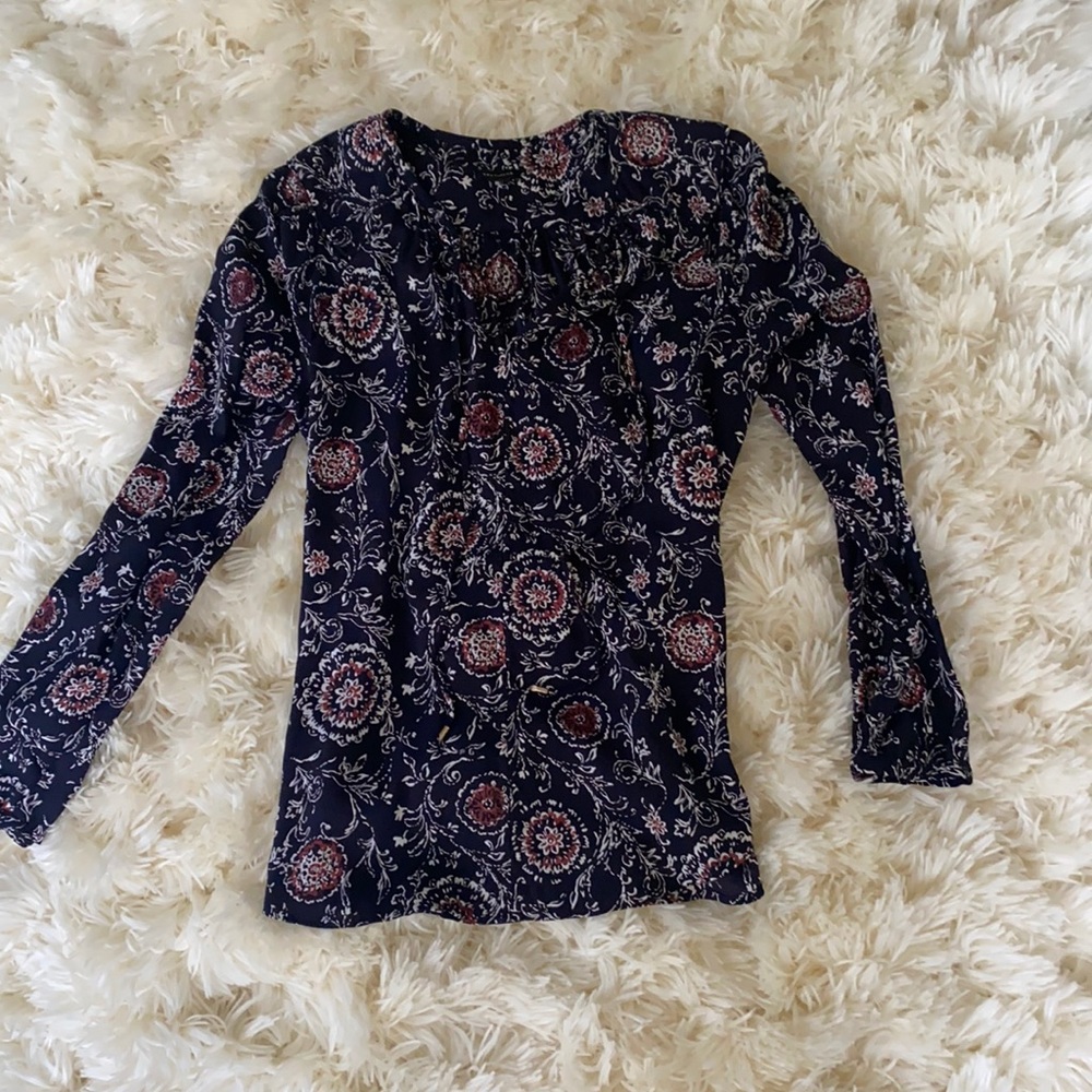 Ann Taylor Print Silk Blouse Size S